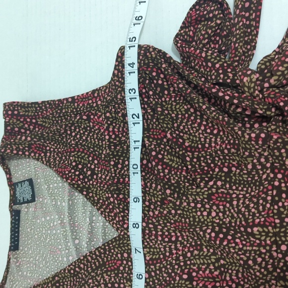 Apostrophe Stretch Brown Polka Dot Blouse Top Women's Size Small - Picture 5 of 7